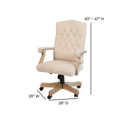 Flash Furniture Derrick Microfiber Swivel Executive Office Chair, Ivory (802IV)