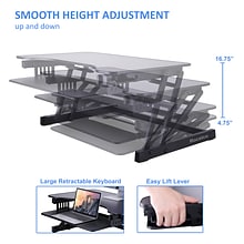 Rocelco 32 Height Adjustable Standing Desk Converter with Anti Fatigue Mat, Sit Stand Up Laptop Ris