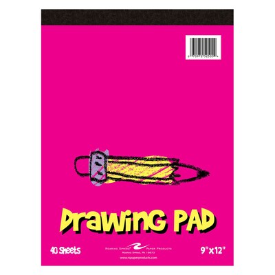 Roaring Spring Paper Products 9 x 12 Tape Bound Drawing Sketch Pad, 40 Sheets/Pad, 12/Pack (52505CS)