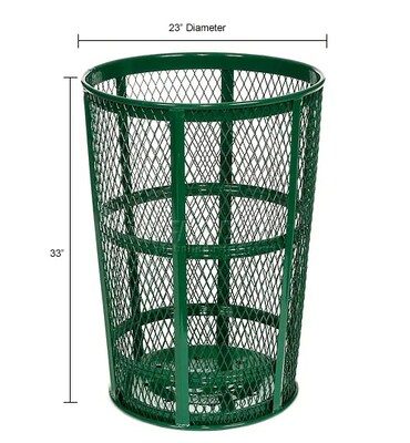 Global Industrial Outdoor Steel Mesh Corrosion-Resistant Trash Can, 48 Gallon, Green (237634GN)