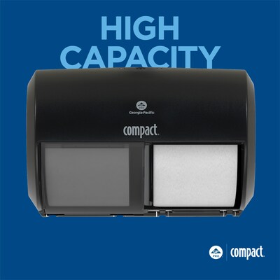 Compact 2-Roll Side-by-Side Coreless Toilet Paper Dispenser by GP PRO, Black (56784A)