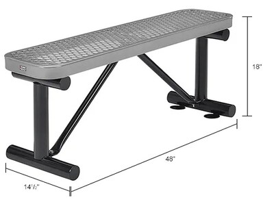 Global Industrial 4' Outdoor Steel Flat Bench, Expanded Metal, Gray (695741GY)