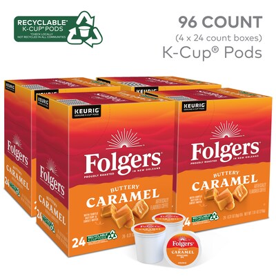 Folgers Buttery Caramel Coffee, Keurig K-Cup Pod, Medium Roast, 24/Box, 4 Boxes/Carton (6680CT)