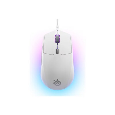 SteelSeries Rival 3 Gen 2 Ergonomic Ambidextrous Optical USB Gaming Mouse, White (62703)