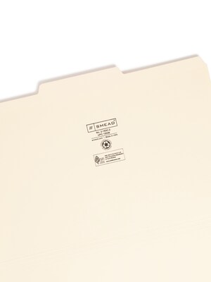 Smead File Folders, 3-Tab, Legal Size, Manila, 100/Box (15336)