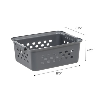 Iris Small Plastic Storage Baskets, Gray, 10/Pack (500164)