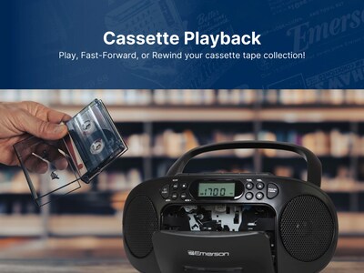 Emerson EPB-3003 Portable CD/Cassette Player Boombox, Black (EPB-3003 BLACK)