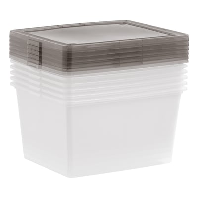Iris 24.5 Quart Snap Top Plastic Snap Closure Storage Bin, Clear, 6/Pack (585104)