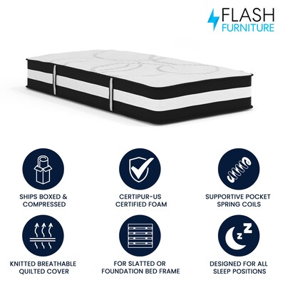 Flash Furniture Capri Comfortable Sleep 12" Hybrid Pocket Spring Mattress, Twin (CLE230PRT)