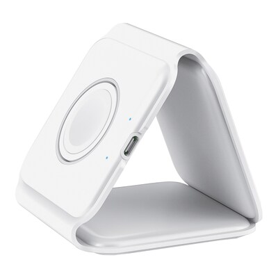 Fisher Tech Essentials Magnetic 3-in-1 Foldable Wireless Charging Pad, 15W, 4-ft., White (FWIC285W)