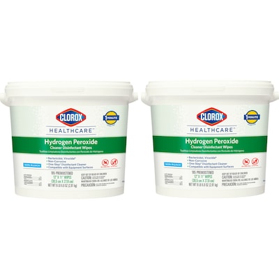 Clorox Healthcare Hydrogen Peroxide Cleaner Disinfectant Wipes, 185 Count, 2 Buckets/CT (30826)