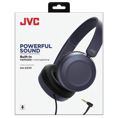 JVC Noise Canceling On-Ear Headphones with Microphone, Blue (HAS31MA)