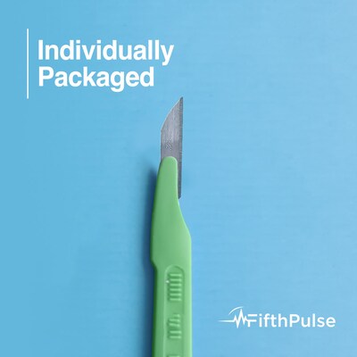 FifthPulse Sterile Disposable Scalpel, Stainless Steel #14 Blade Size, 10 Pack (FMN100610)