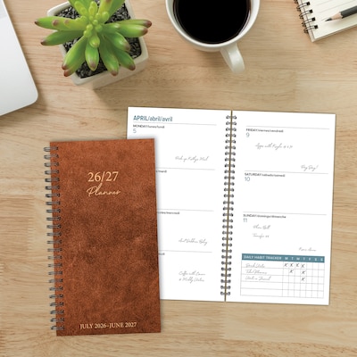2026-2027 Willow Creek 3.5" x 6.5" Academic Weekly & Monthly Planner, Camel Leatherlike (64603)