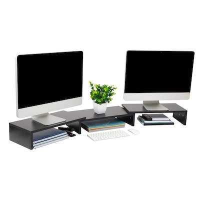 Mind Reader Adjustable Dual Monitor Stand Desktop Organizer, Black (MDFMOND-BLK)