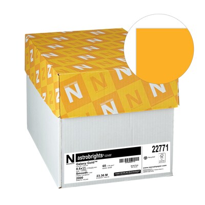 Astrobrights 65 lb. Cardstock Paper, 8.5 x 11, Galaxy Gold, 250 Sheets/Ream, 8/Ream (WAU22771CT)