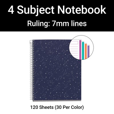 Miquelrius 4-Subject Notebooks, 5.83" x 8.27", College Ruled, 120 Sheets, Assorted Colors, 24/Carton (11992CS)