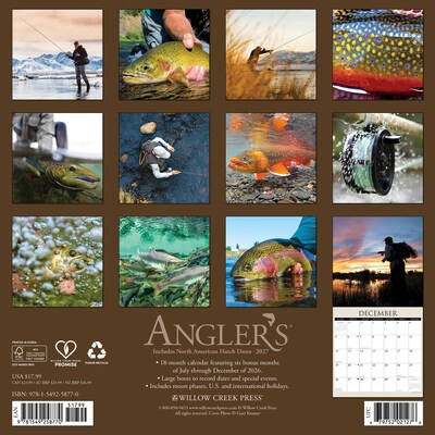 2027 Willow Creek Anglers 12 x 12 Monthly Wall Calendar, Assorted Colors (58770)