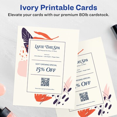 Avery Integrated Cards, 8.5 x 11, Matte Ivory, 10/Pack (95282)