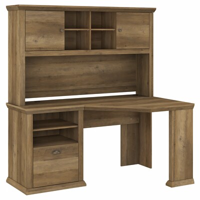 Bush Furniture Yorktown 60 Corner Desk with Hutch, Reclaimed Pine (YRK008RCP)
