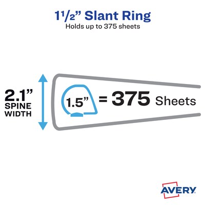 Avery TouchGuard Protection Heavy Duty 1 1/2" 3-Ring View Binders, Slant Ring, White (17142)