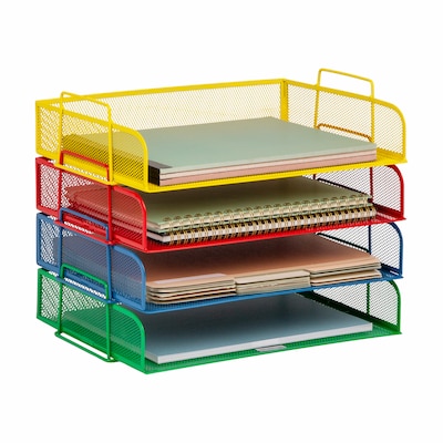 Mind Reader Metal Side Loading Stackable Letter Tray, Multicolored (DSTACK4-ASST)