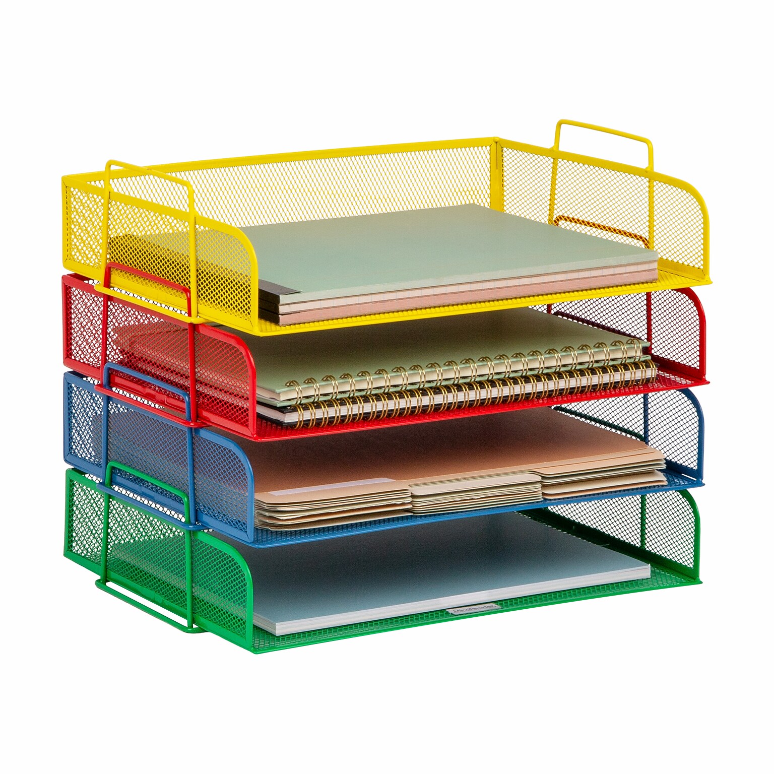 Mind Reader Metal Side Loading Stackable Letter Tray, Multicolored (DSTACK4-ASST)