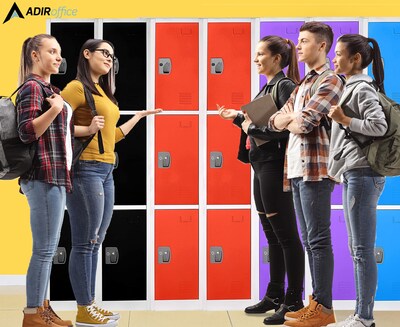 AdirOffice 72'' 3-Tier Red Storage Locker (629-203-RED)