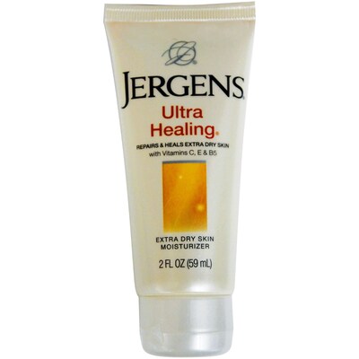Jergens Ultra Healing Lotion for Extra Dry Skin, 2 oz Travel Size Bottle, 12 Bottles/Dispensit Box,