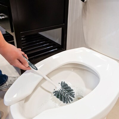 Libman  15" Round Bowl Brush & Open Caddy, White, 4/Carton (0034)