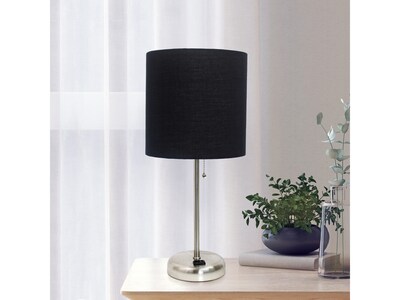 Creekwood Home Oslo Incandescent Table Lamp, Brushed Steel/Blue (CWT-2009-BK)