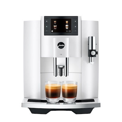 JURA E8 2-Cups Coffee & Espresso Machine Combination, Piano White (15683)