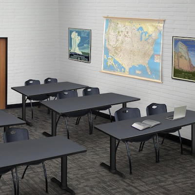 Regency 60 Metal & Wood Cain Training Table with Stack Chairs, Black (MTRCT6024GY47BK)