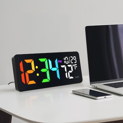 La Crosse Technology Color-Changing Digital LED Wall Clock with Indoor Temperature (513-1411)