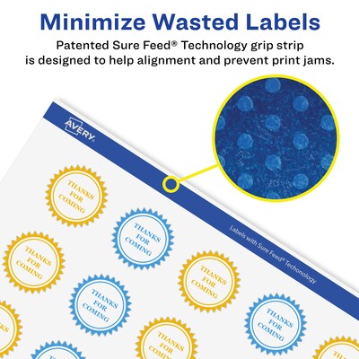 Avery Laser/Inkjet Burst Multipurpose Labels, 3" Dia., White, 600 Labels/Box (94609)