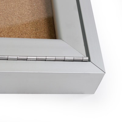 Ghent 1 Door Enclosed Natural Cork Bulletin Board, Satin Aluminum Frame, 36"H x 30"W, (GHEPA13630K)