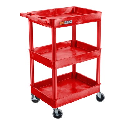 Luxor ENDURA 3-Shelf Utility Cart, Red (RDSTC111RD)