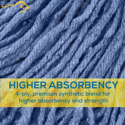 BISON LIFE Kleen Handler Blend String Wet Mop Head, Blue, 24/Pack (BPES-CEM-BD-BL-16-1-24A)