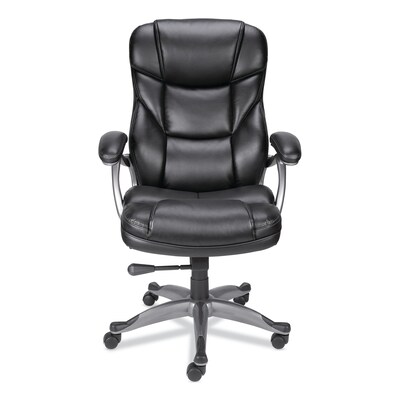 Alera® Birns Series Fixed Arm Leather Task Chair, Black (ALEBN41B19)