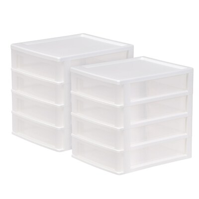 Iris 4-Drawer Desktop Unit, White/Clear, 2/Pack (587013)