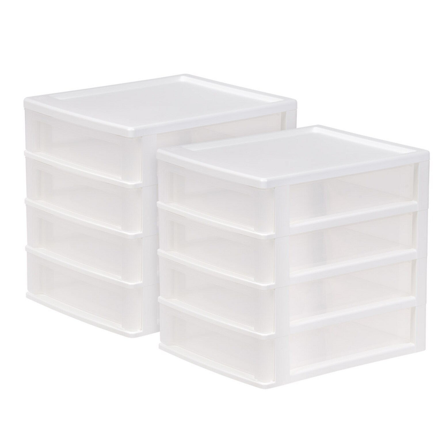 Iris 4-Drawer Desktop Unit, White/Clear, 2/Pack (587013)