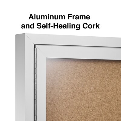 Staples Enclosed Cork Display Board, Aluminum Frame, 3' x 2' (ST61261)