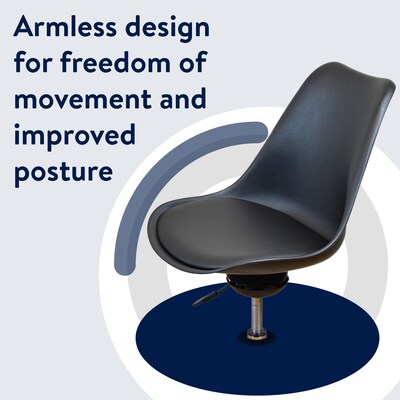 Uncaged Ergonomics Armless PP & PU Swivel Task Chair, Black (ATC-B)