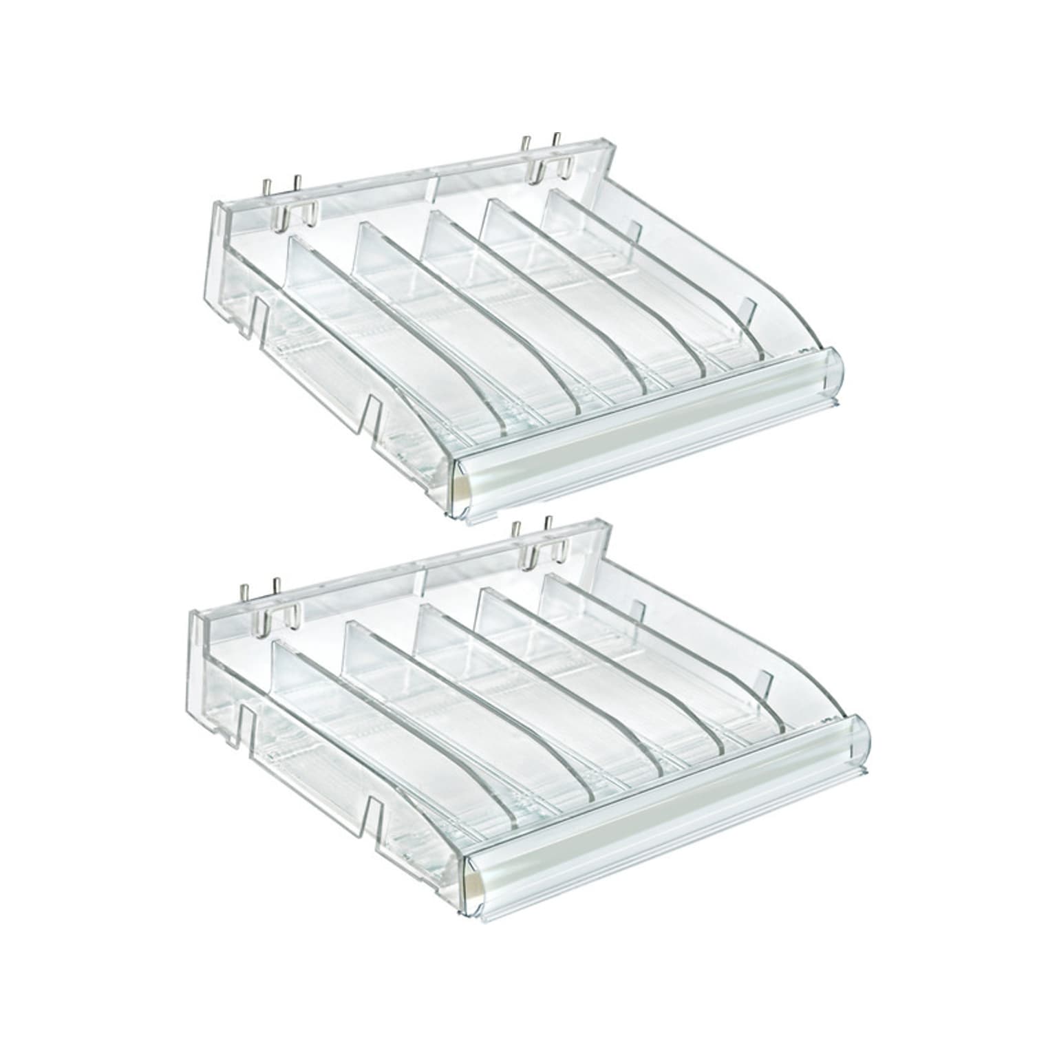 Azar 3.5 x 12 Pegboard 6-Compartment Cosmetic Tray, Clear, 2/Pack (225820-DIVIDER-2PK)