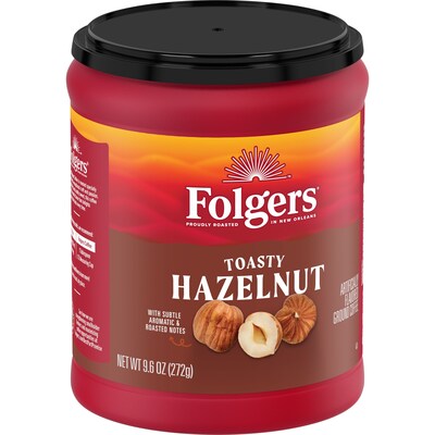 Folgers Toasty Hazelnut Ground Coffee, 9.6 oz. Canister(2550011037)