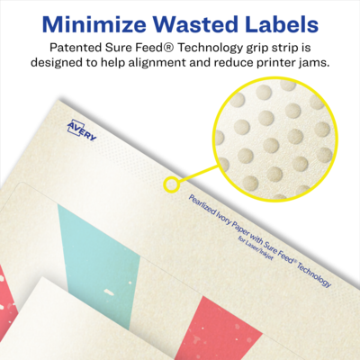 Avery Pearlized Ivory Square Multipurpose Labels, 8" x 8", Ivory, 50/Box (94108)