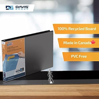 Davis Group QuickFit Heavy Duty 1" 3-Ring Standard Binders, D-Ring, Black, 2/Pack (94011-02)