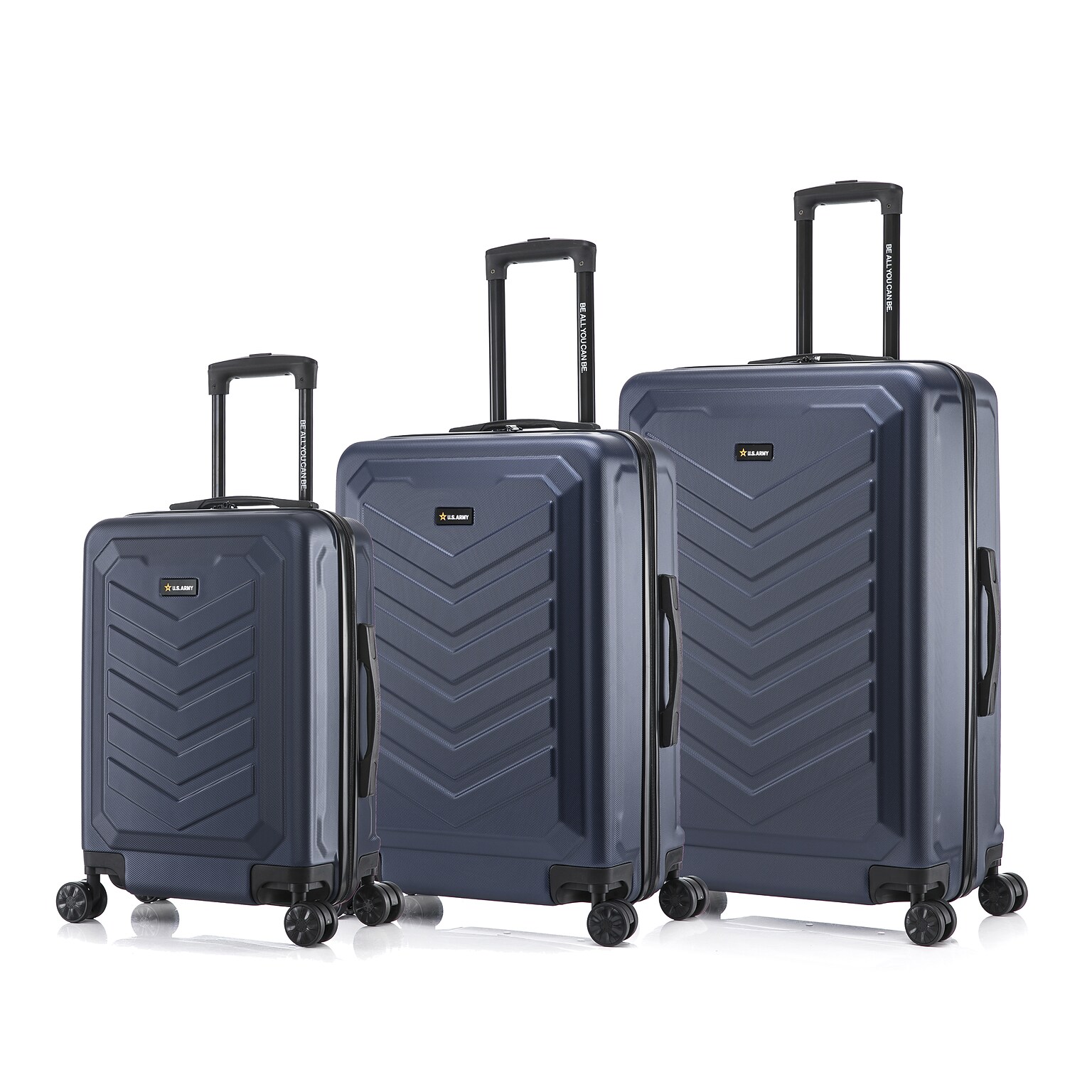US Army FOX 3-Piece Hardside Spinner Carry-On Luggage Set, TSA Checkpoint Friendly, Navy Blue (USLFOXSML-BLU)