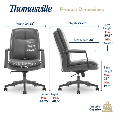 Thomasville Furniture Upton Ergonomic Bonded Leather Swivel Manager Chair, Gray (51421-GRY)