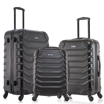 InUSA ENDURANCE 3-Piece Hardside Spinner Carry-On Luggage Set, TSA Checkpoint Friendly, Black (IUENDSML-BLK)